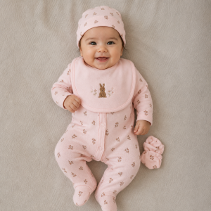 Bunny 5-Piece Layette Set – by Rock-a-Bye Boutique (0–6 months)
