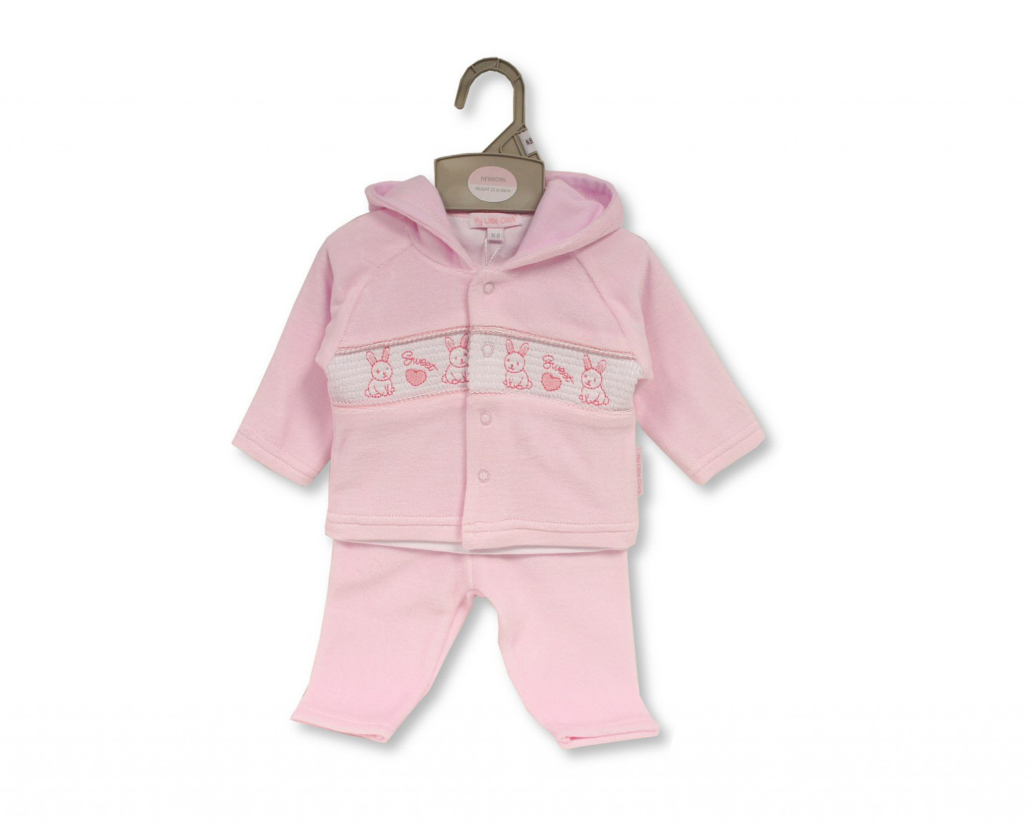 Smocked Velour Rabbit 3-Piece Set – by My Little Chick (Newborn & 3–6 Months) LAST ONE‼️ - Image 3
