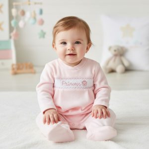 Smocked Princess Velour All-in-One – by My Little Chick (Newborn-6 months)