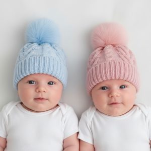Knitted Pom Pom Hat – by Pesci Kids (0–3 Months)