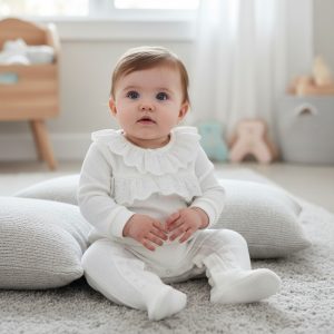 White “Lace and Ribbon” All In One – by My Little Chick (0–6 Months)
