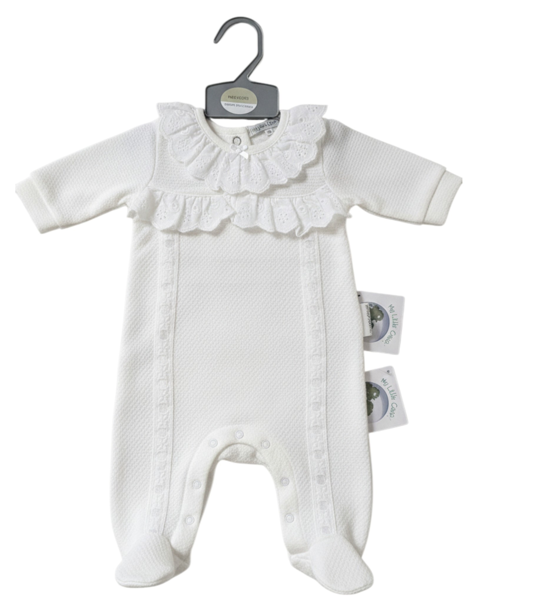 White “Lace and Ribbon” All In One – by My Little Chick (0–6 Months) - Image 2