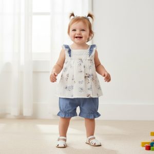 Blue Botanical Shorts Set – by Bello Joy (3–24 months)