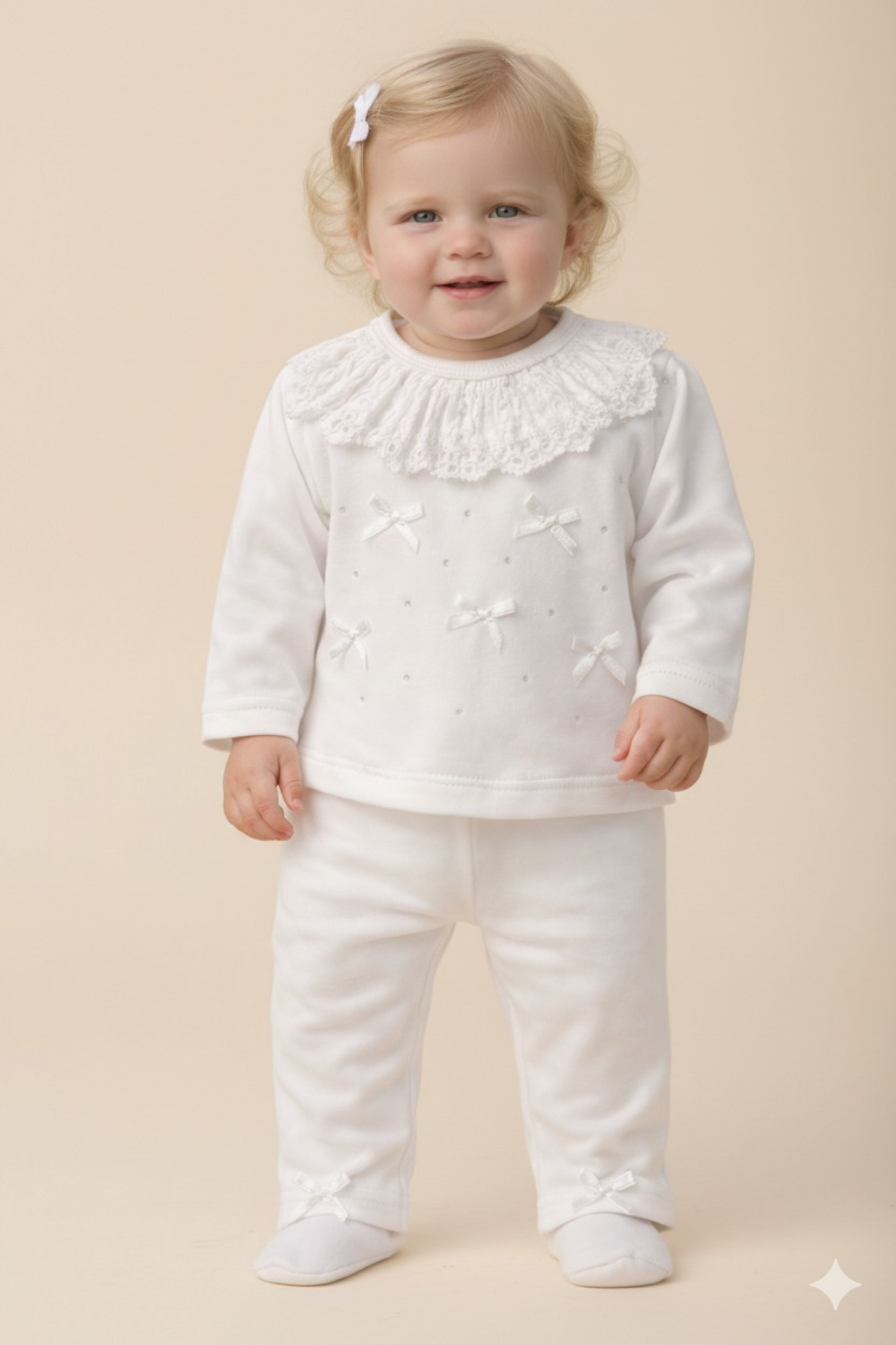 Diamante Bow Two Piece Set – by Visara & Vivaki (3–9 Months)