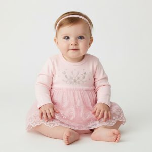 “Flowers and Lace” Bodysuit – by Just For Me (0–12 Months)