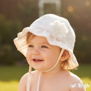 Cream Broderie Anglaise Flower Hat – by Soft Touch (0–24 Months)