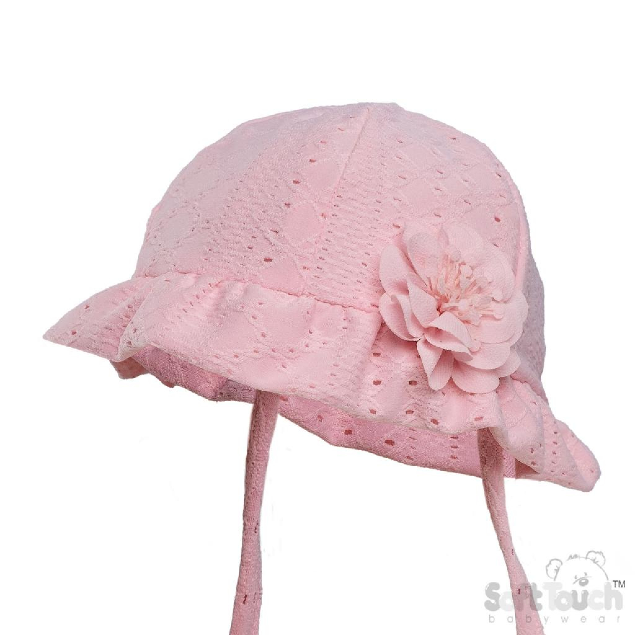 Pink Broderie Anglaise Flower Hat – by Soft Touch (0–24 Months) - Image 2