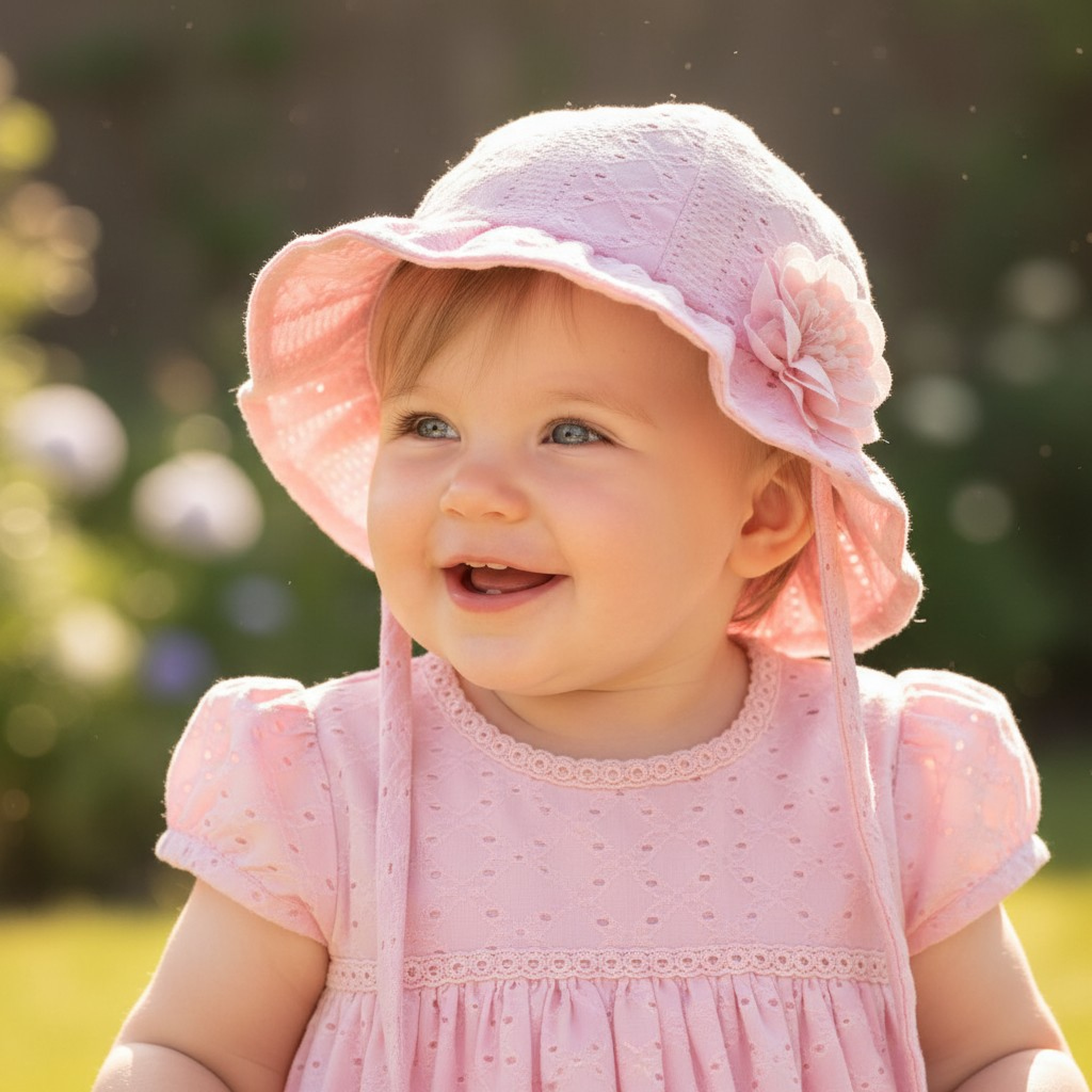 Pink Broderie Anglaise Flower Hat – by Soft Touch (0–24 Months)