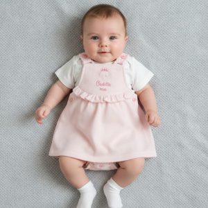 “Cuddle Me” Pinafore Set – by Tiny Chick (3–8 lbs)