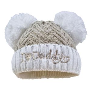 “I Love My Daddy” Coffee Pom Pom Hat – by Soft Touch (Newborn–12 Months)