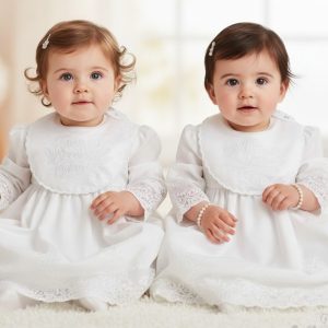 White Satin Christening Bib – by Soft Touch (20 x 25cm)