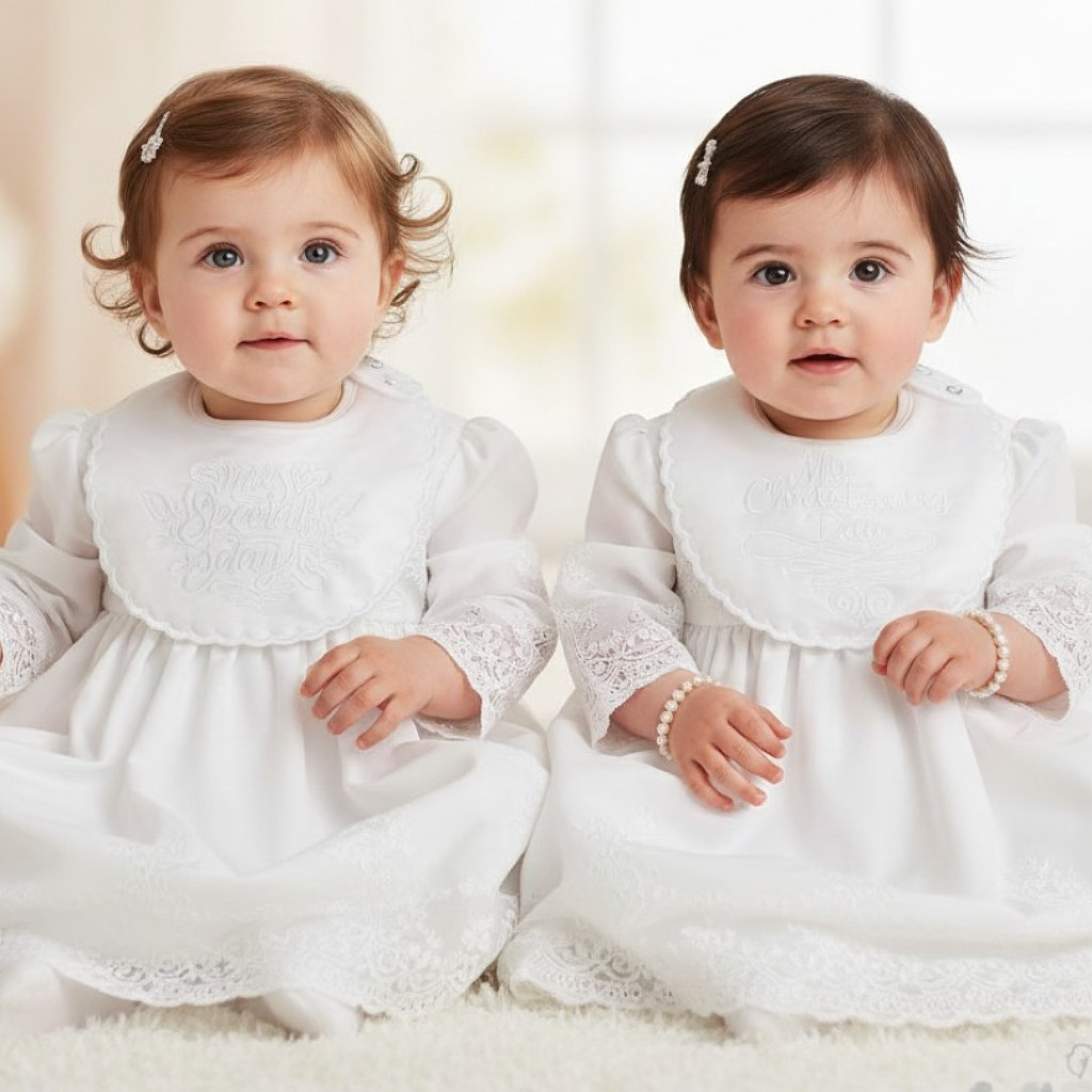 White Satin Christening Bib – by Soft Touch (20 x 25cm)
