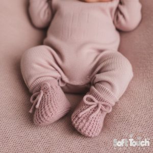 Dusky Pink Booties – by Soft Touch (Newborn)