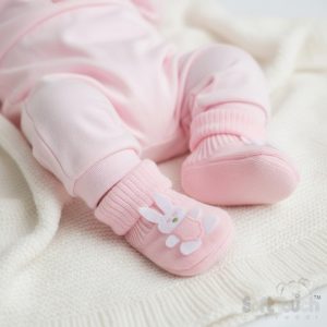 Pink Bunny Booties – by Soft Touch (Newborn)