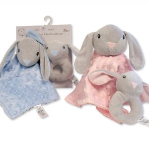 Bunny Comforter & Rattle Gift Set – by Snuggle Baby (80cm x 110cm)