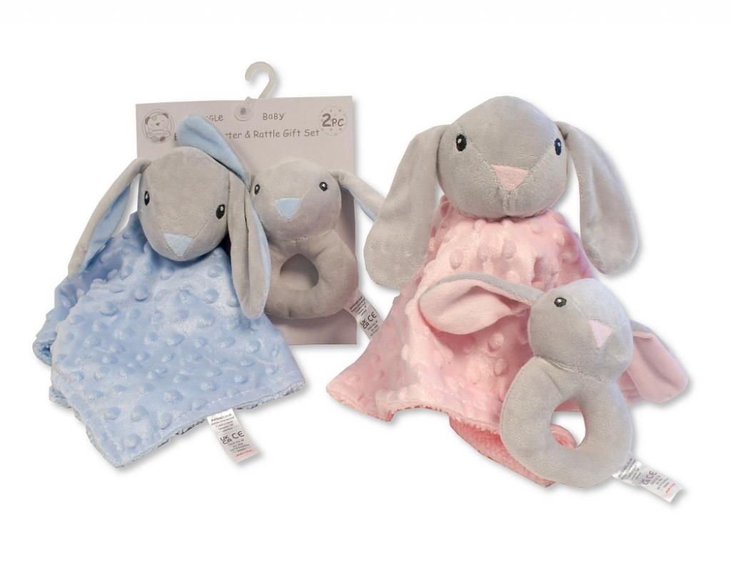 Bunny Comforter & Rattle Gift Set – by Snuggle Baby (80cm x 110cm)