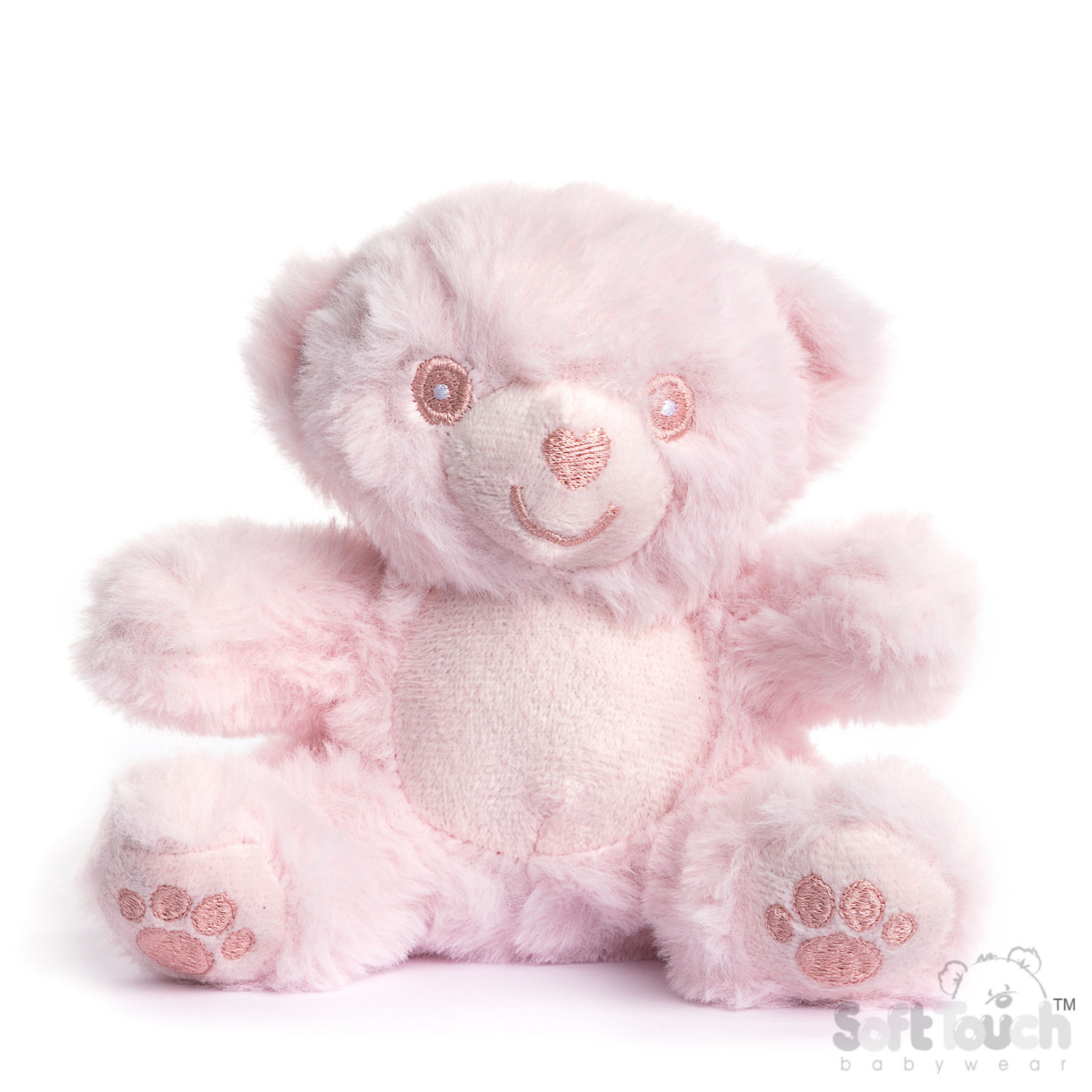 Pink Recycled Teddy Bear with Paws – by Soft Touch Zero (15cm)