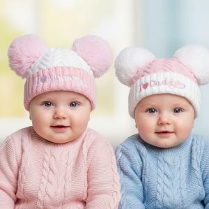 Mummy & Daddy Pom Pom Hat – by Soft Touch (Newborn–12 Months)