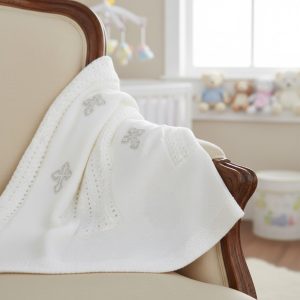 Christening Shawl with Silver Cross Embroidery – by Snuggle Baby