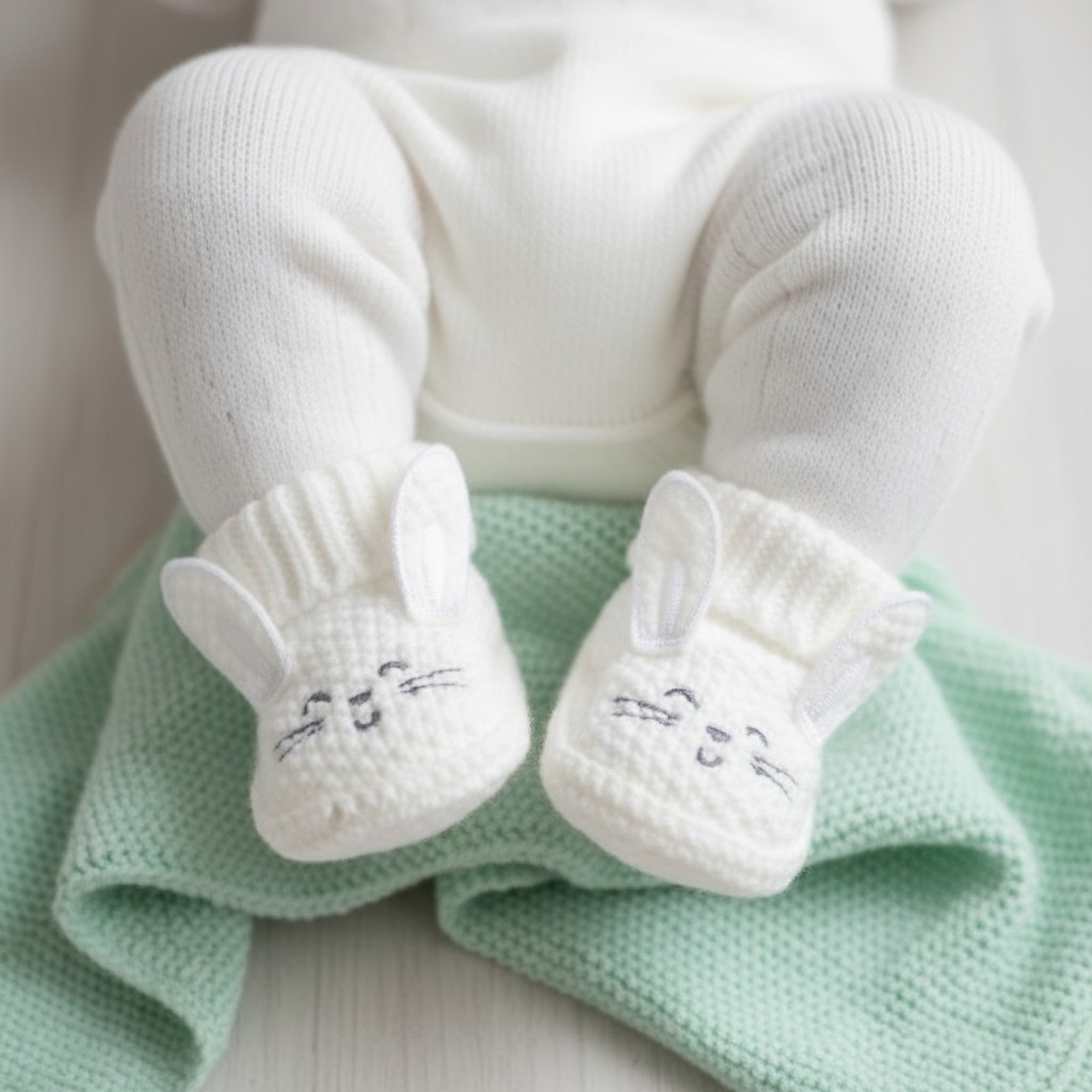 Bunny Knit Booties – by Nursery Time (0–3 months)