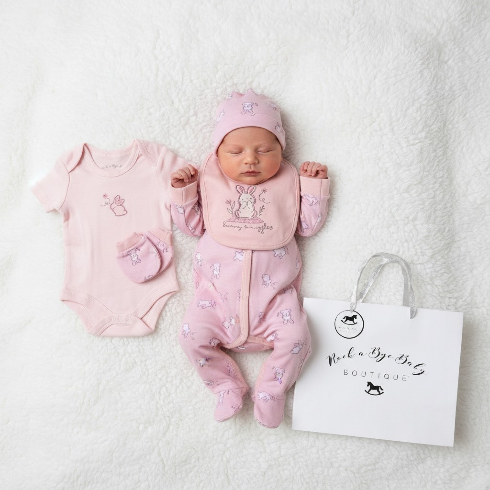 Bunny 5-Piece Layette Set – by Rock-a-Bye Boutique (0–6 Months)