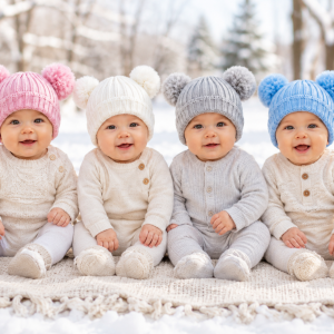 Double Bobble Knitted Ribbed Hat – by Soft Touch (0–12 Months)