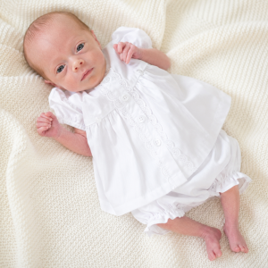Ivory Laced Empire Dress Set – by Nursery Time (3–8 lbs)