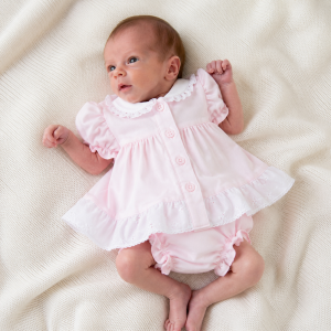 Pink & White Frill Dress Set – by Nursery Time (3–5 lbs)