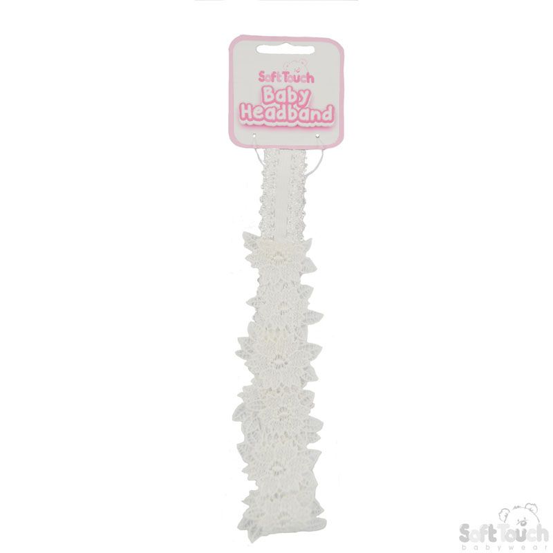White Desert Rose Laced Headband – by Soft Touch (One Size) - Image 2