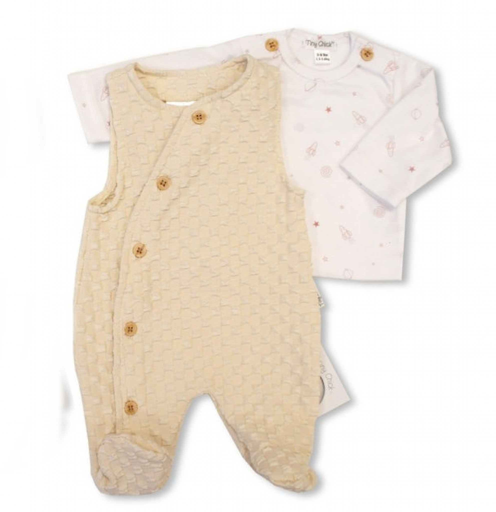 Taupe & White Space 2 Piece Set – by My Little Chick (3-8 lbs) - Image 2