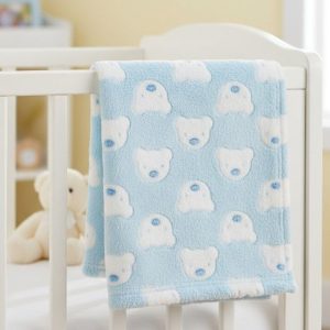 Sky Blue Printed Teddy Baby Wrap – by Snuggle Baby (75 x 100cm)