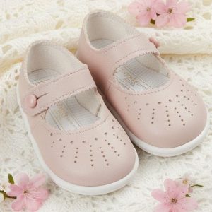 Dusky Pink Punch Hole Detail First Walker Shoes – by Bay Pod / Early Days (Size 2–6)