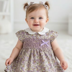 Floral Smocked Dress Set – by Watch Me Grow (12–24 Months)