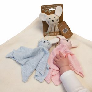 Knitted Bamboo Bunny Comforter – by Cute & Co (28 x 28cm)