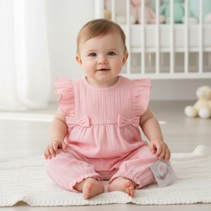 Pink Frills & Bows Romper – by My Little Chick (Newborn–6 Months)