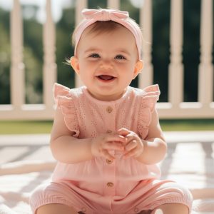 Pink Broderie Anglaise Romper Set – by My Little Chick (Newborn –9 Months)