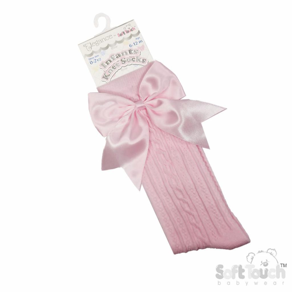 Elegance Pink Bow Knee Socks – by Soft Touch (0–6 Months - Image 2