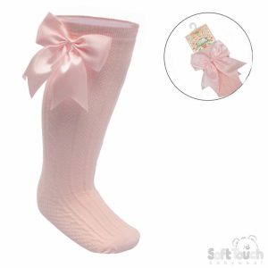 Elegance Pink Bow Knee Socks – by Soft Touch (0–6 Months