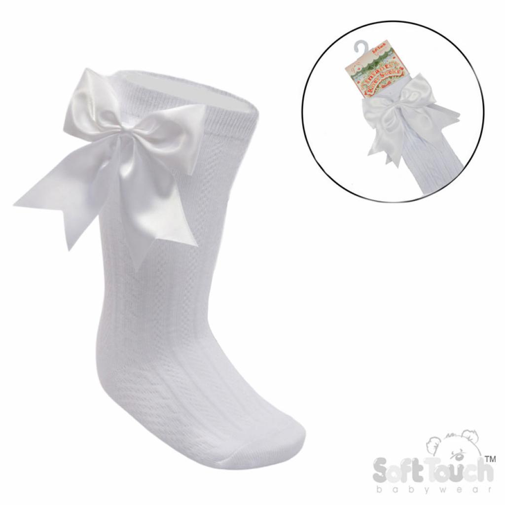 Elegance White Bow Knee Socks – by Soft Touch (0–6 Months - Image 2