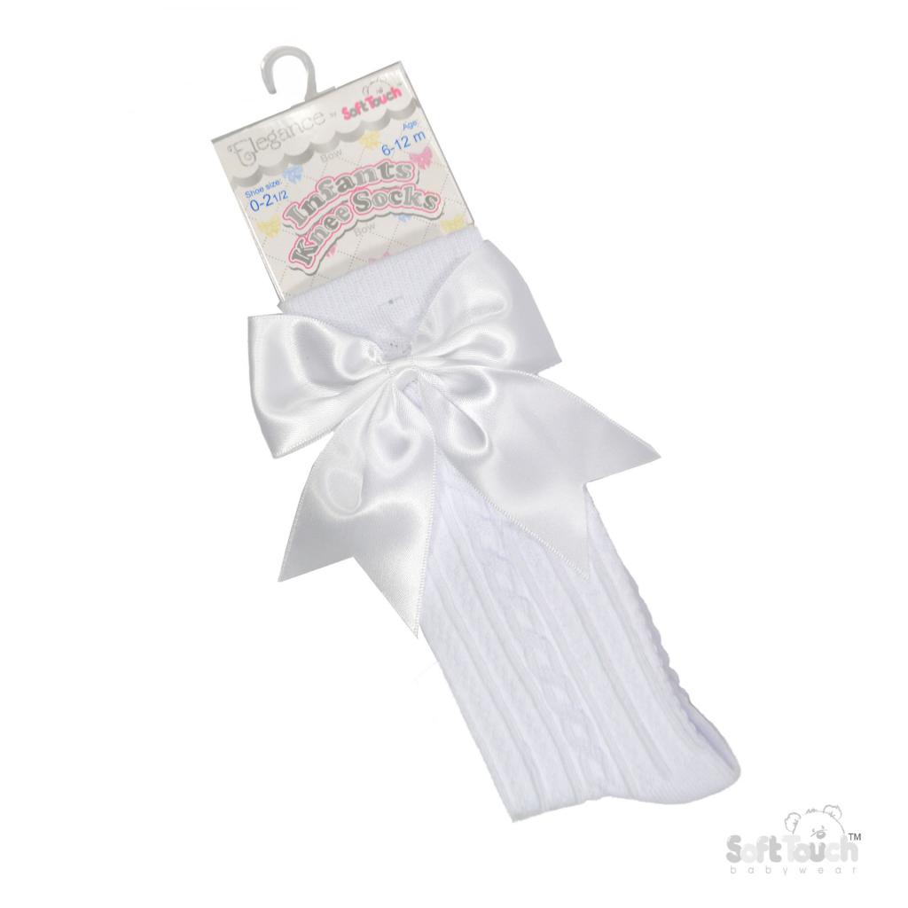 Elegance White Bow Knee Socks – by Soft Touch (0–6 Months - Image 3