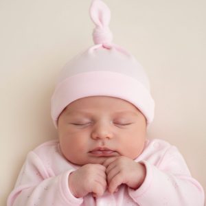 Pink Knotty Hat – by Soft Touch (0–6 Months)