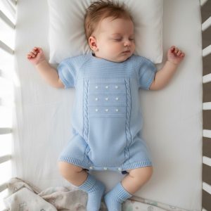 Sky Blue Thomas Romper – by Pex (Newborn–9 Months)