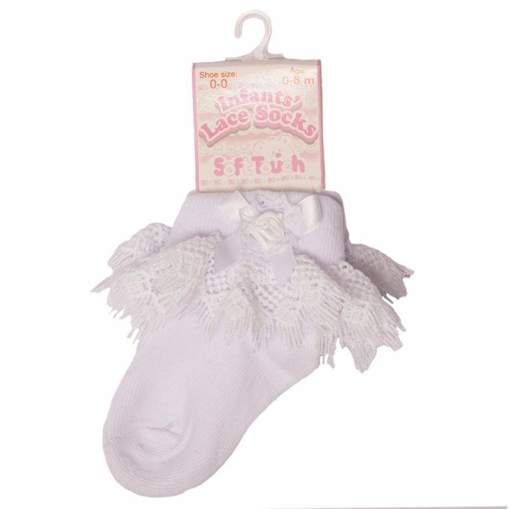 White Jester Rose & Lace Ankle Socks – by Soft Touch (0–24 Months) - Image 3