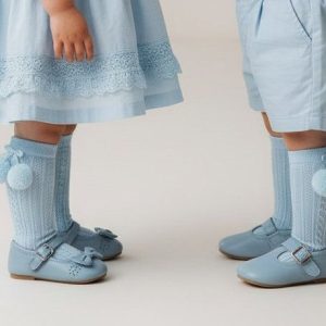 Elegance Sky Blue Pom Pom Socks – by Soft Touch (6–24 Months)