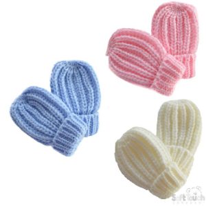 Cable Knit Baby Mittens – by Soft Touch (Newborn–12 Months)