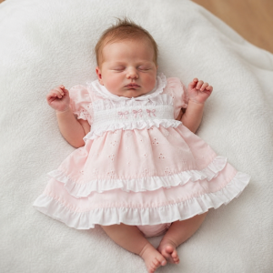 Smocked Broderie Anglaise Dress Set – by Tiny Chick (3–8 lbs)