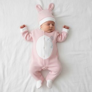 Pink Bunny “Princess” All-in-One with Hat – by Bello Joy (0–6 Months)