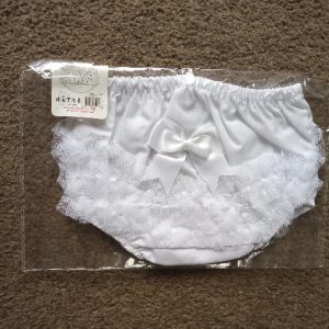 White Frilly Pants with Bow– by Soft Touch (12–18 Months) LAST ONE‼️