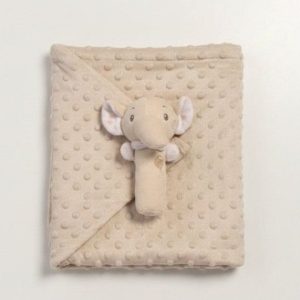 Taupe Bubble Wrap & Elephant Stick Rattle Set – by Snuggle Baby (75 x 100cm)