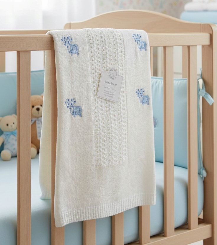 Sky “Elephant” Shawl with Fringe – by Snuggle Baby